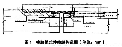 图1 橡胶板式伸缩缝构造图(单位：mm )